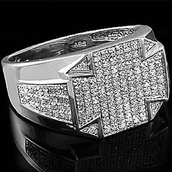 Other - Natural Men's 14k white Gold over sterling silver 3/4 CTW Diamonds size 11 ring